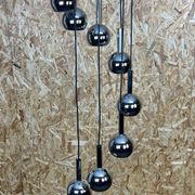 Lampe cascade plafonnier chrome space age 60s 70s Wortmann & Filz
