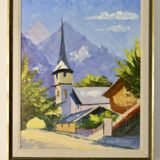 1950's Original Swedish Mid-Century Oil On Canvas Painting" "Alpnach " by Hugo Langkilde Larsen --Vi