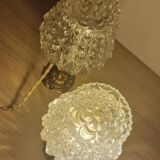 Duo lamps chiseled glass antique bronze base