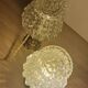 Duo lamps chiseled glass antique bronze base