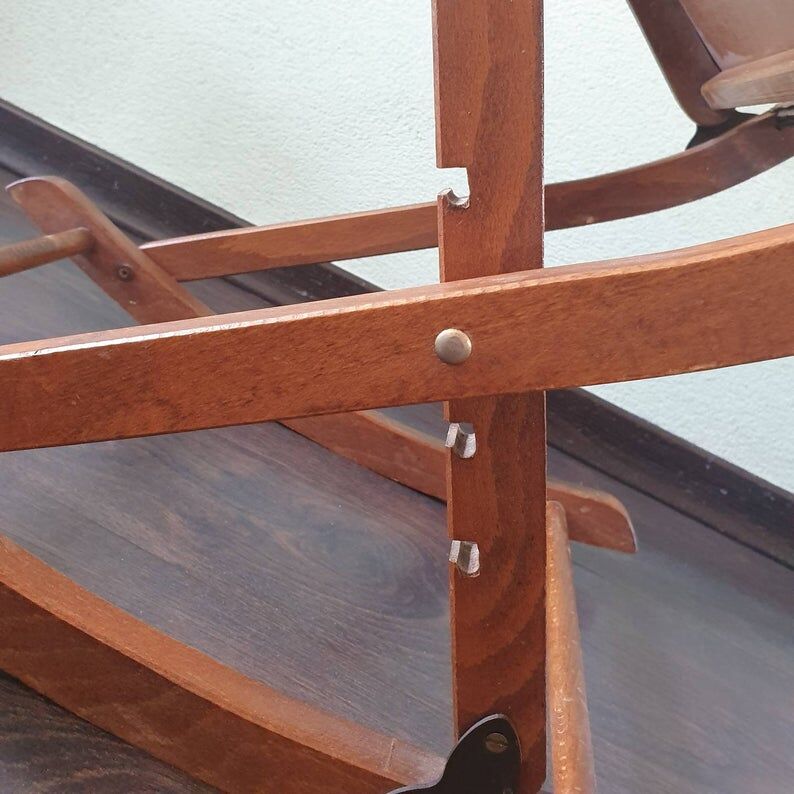 70s wooden folding footrest
