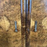 Art deco vintage brocante bachelor wardrobe burr walnut 1920-1930