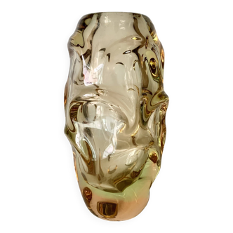 Vase vintage en verre tchèque par Jan Beranek pour Skrdlovice, années 1960