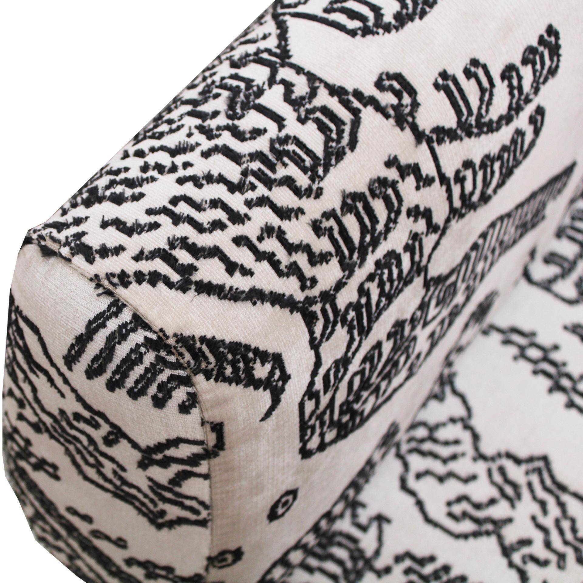 Italian Sofa Upholstered With Blanck and White Dedar fabrik , 1950s