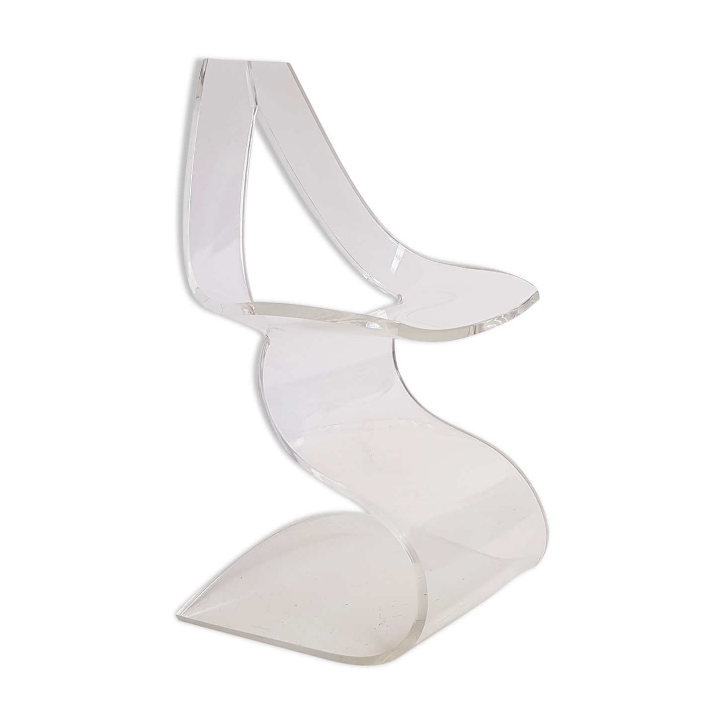Chaise Lucite transparente en plexiglas par michel dumas 1970