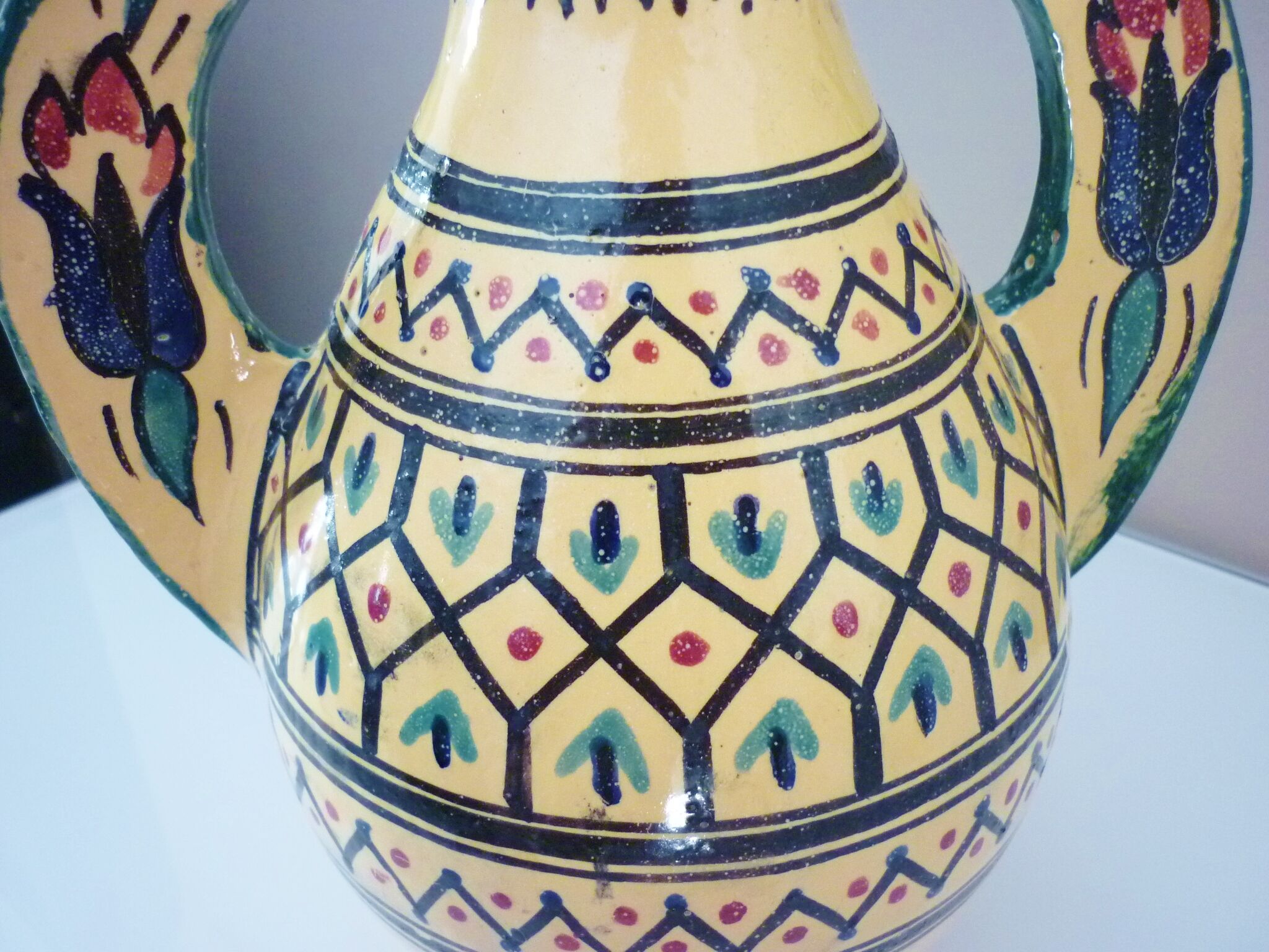 Ceramic vase Tunisia Nabeul, signed Ben Sedrine-El Kharraz, art deco, circa 1940
