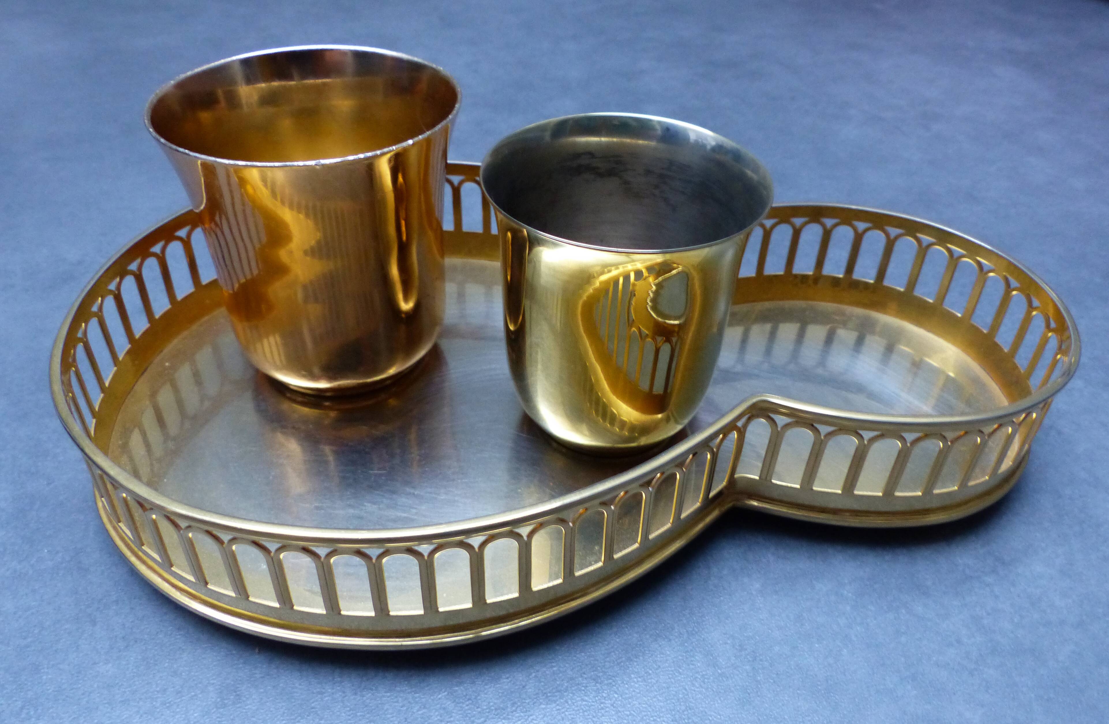 Golden brass tray