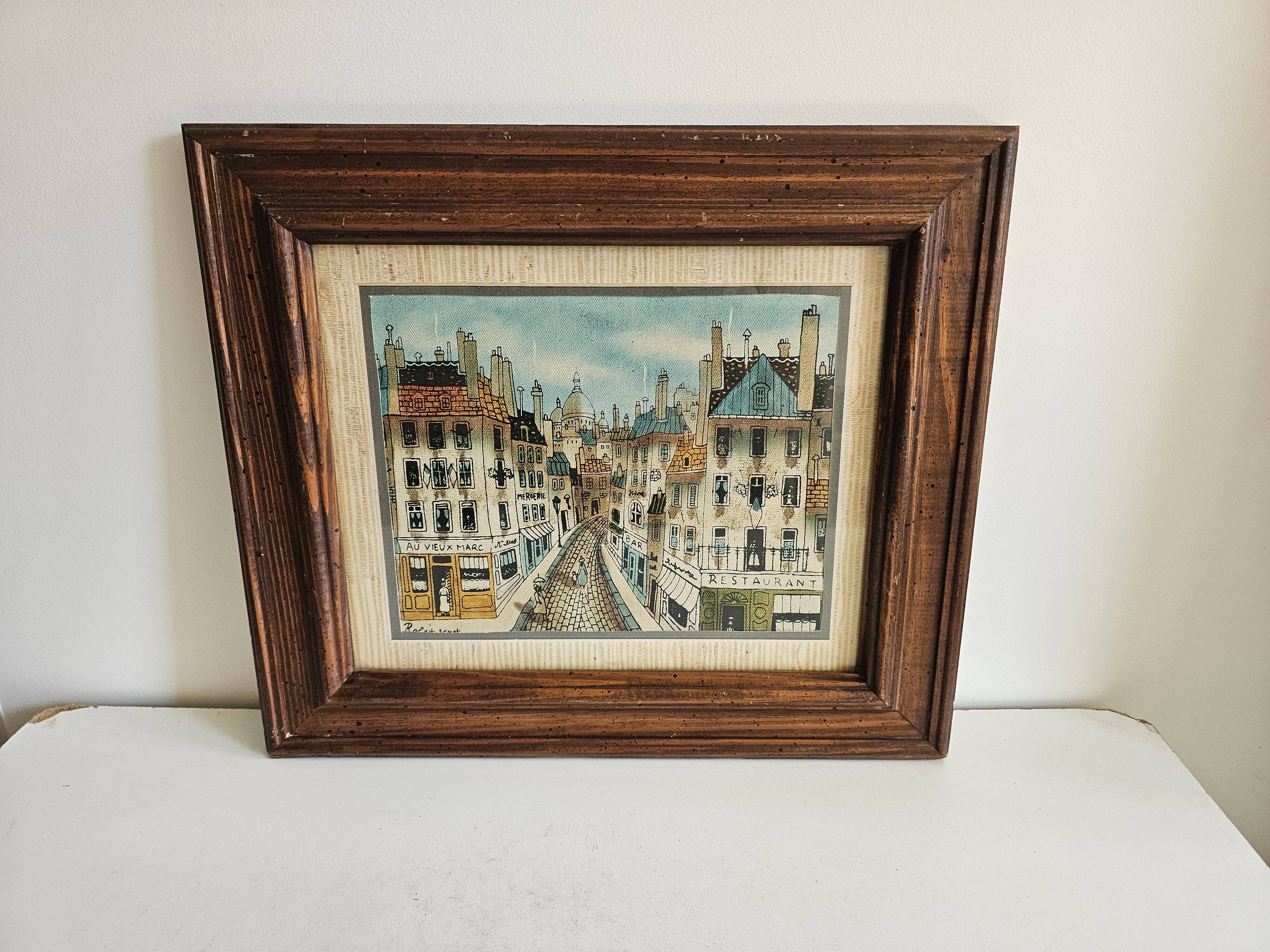 Oil Painting on Canvas - Rue de Paris Montmartre Signed Robert Scott