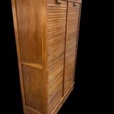 Oak double curtain file cabinet from the 1940s