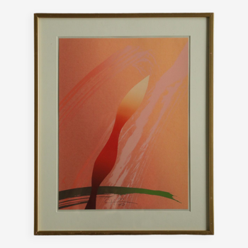 Curt Hillfon, Amaryllis, Sérigraphie, années 1960, encadré