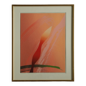 Curt Hillfon, Amaryllis, Sérigraphie, années 1960, encadré