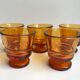 Set of 5 amber liquor glasses in duralex 60s molded glass