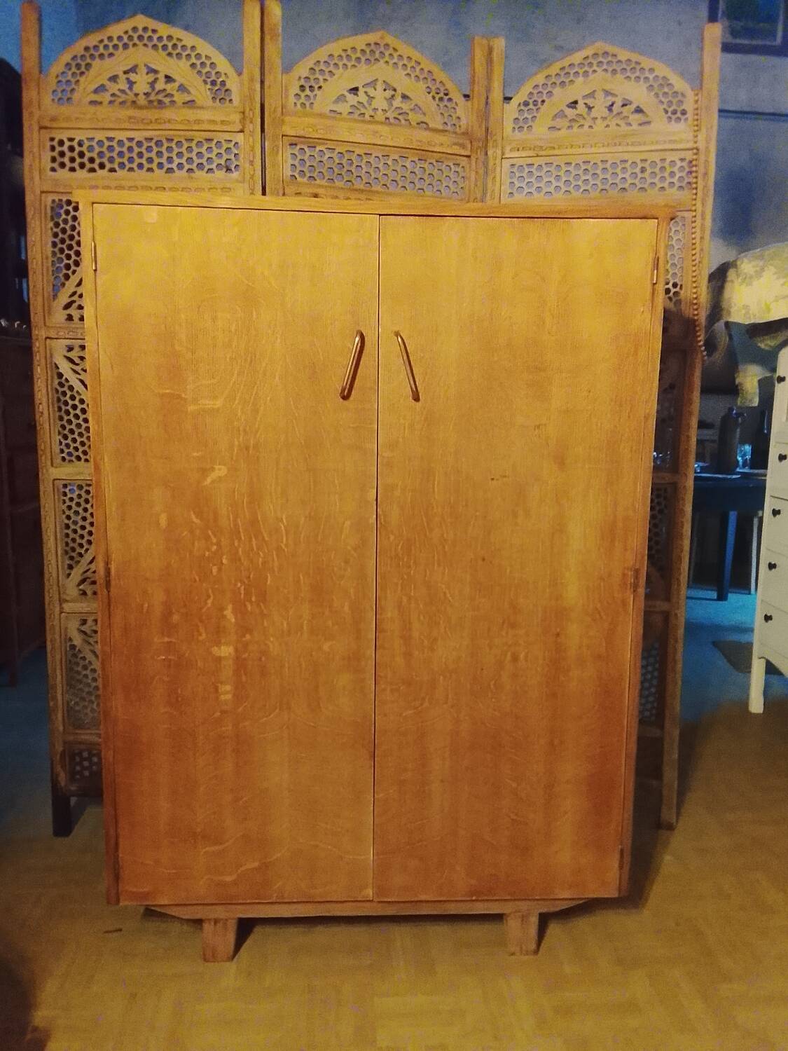 Vintage two-door wooden wardrobe