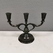 Three-armed candlesticks by Just Andersen, in Disco metal, Denmark, 1950s