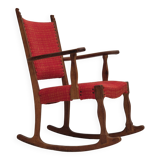 11960s, Danish rocking chair, original good condition, solid oak wood, furniture wool fabric.