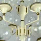 1960s mid century chandelier brass 12 crackle glass shades