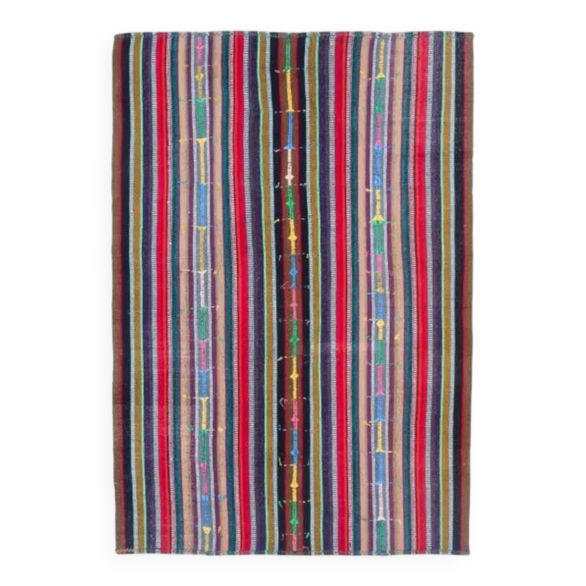 Vintage Turkish Hand-Knotted Wool Cotton Pink Kilim Area Rug 170x245