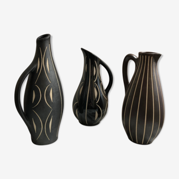 Trois vases en céramique, Allemagne, années 60, Piesche & Reif