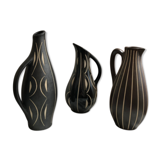 Trois vases en céramique, Allemagne, années 60, Piesche & Reif