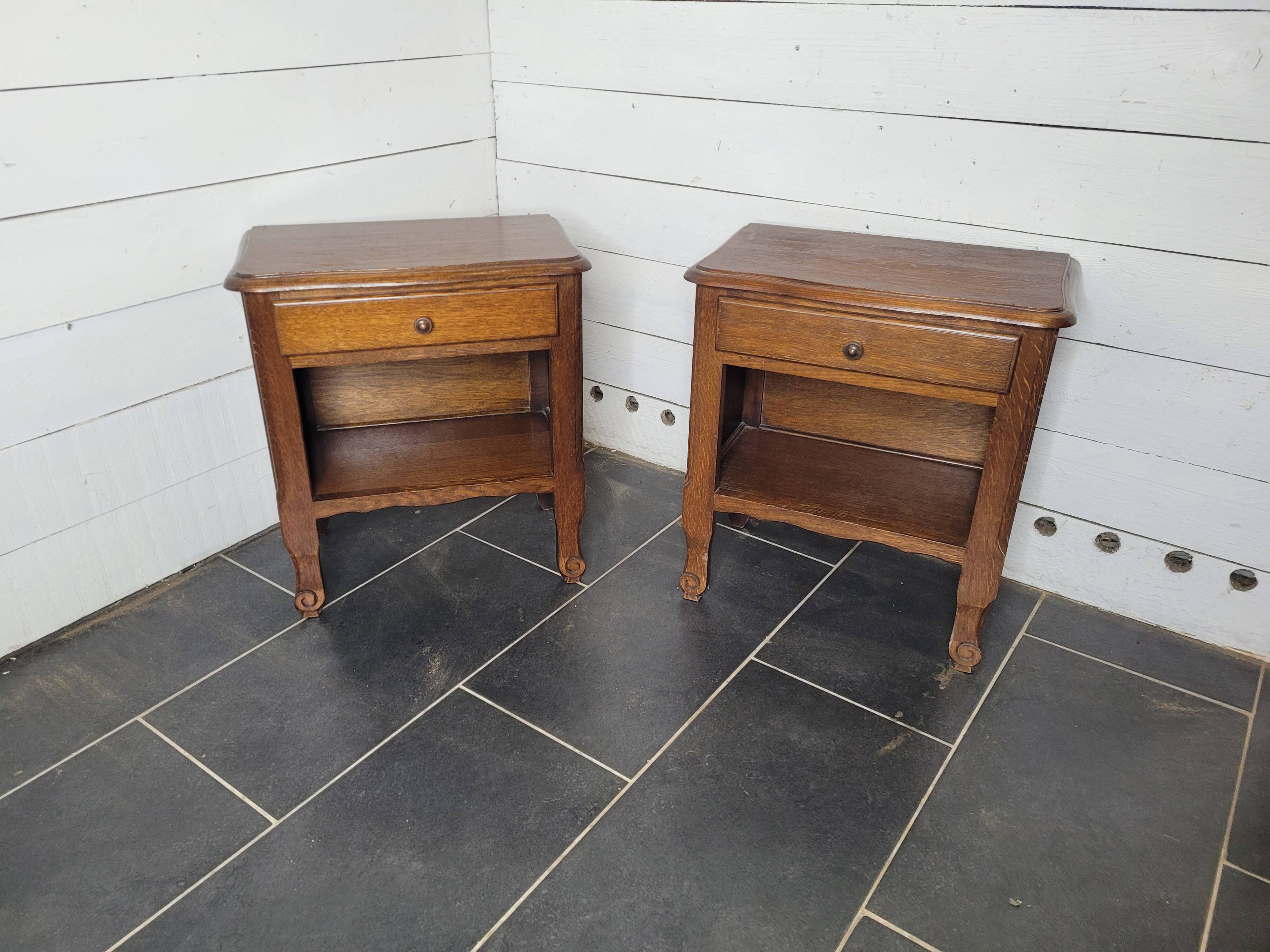 Pair of oak bedside tables