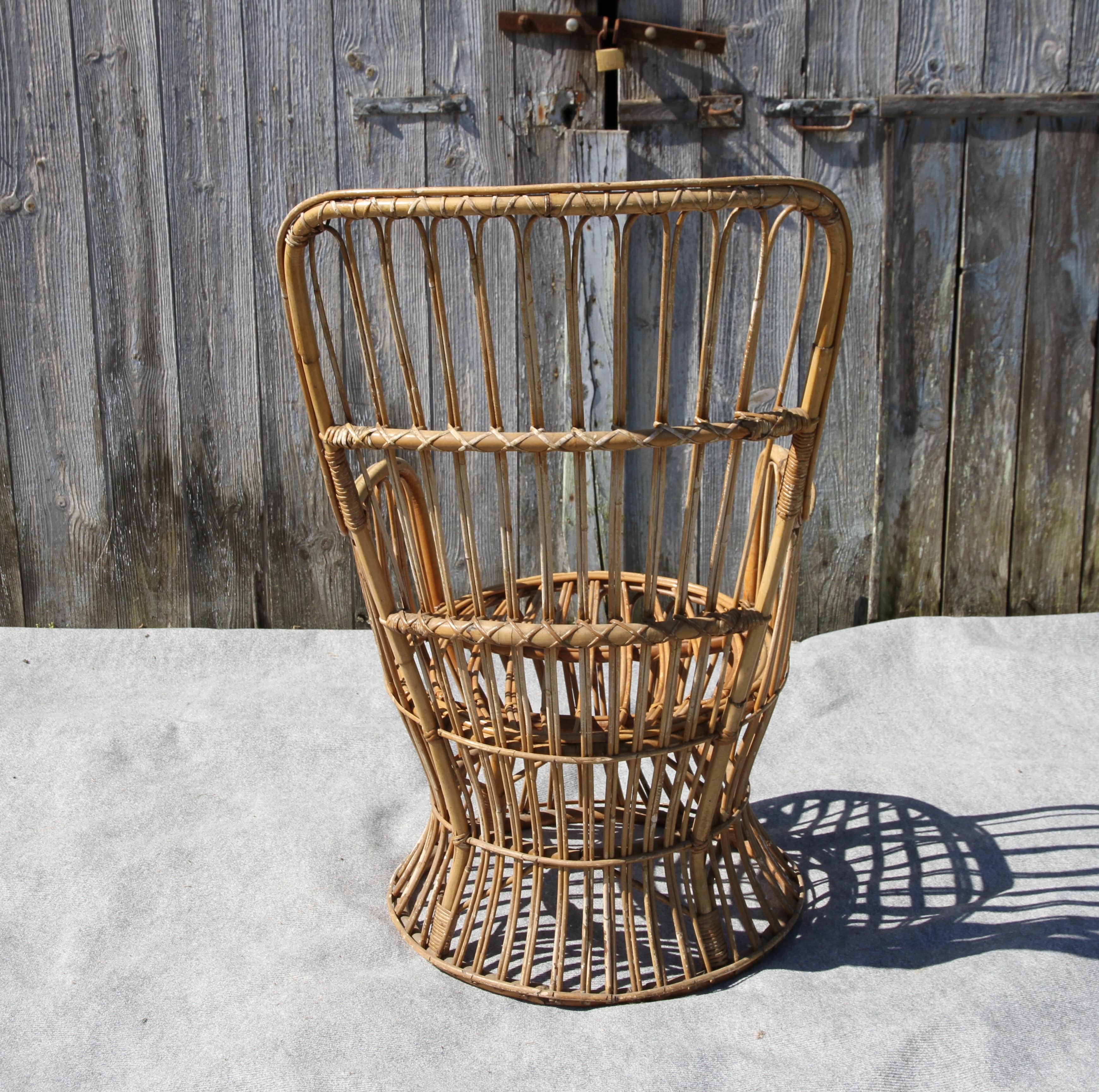 Emmanuelle-style wicker armchair, 20th century