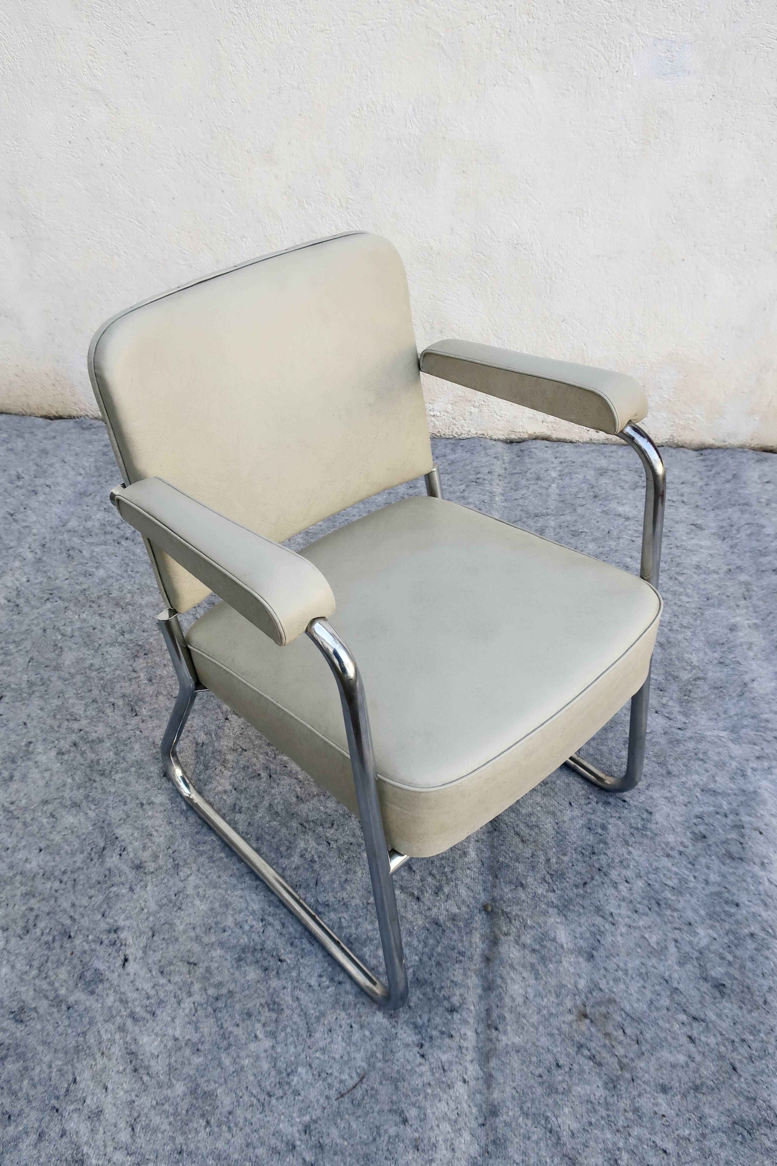 Bauhaus office armchair, vintage, "Ronéo" style, 1930s/1940s, TBE