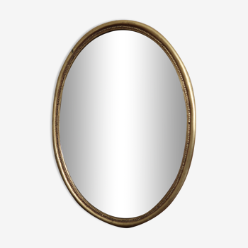 Oval mirror golden beaded frame 45x61cm