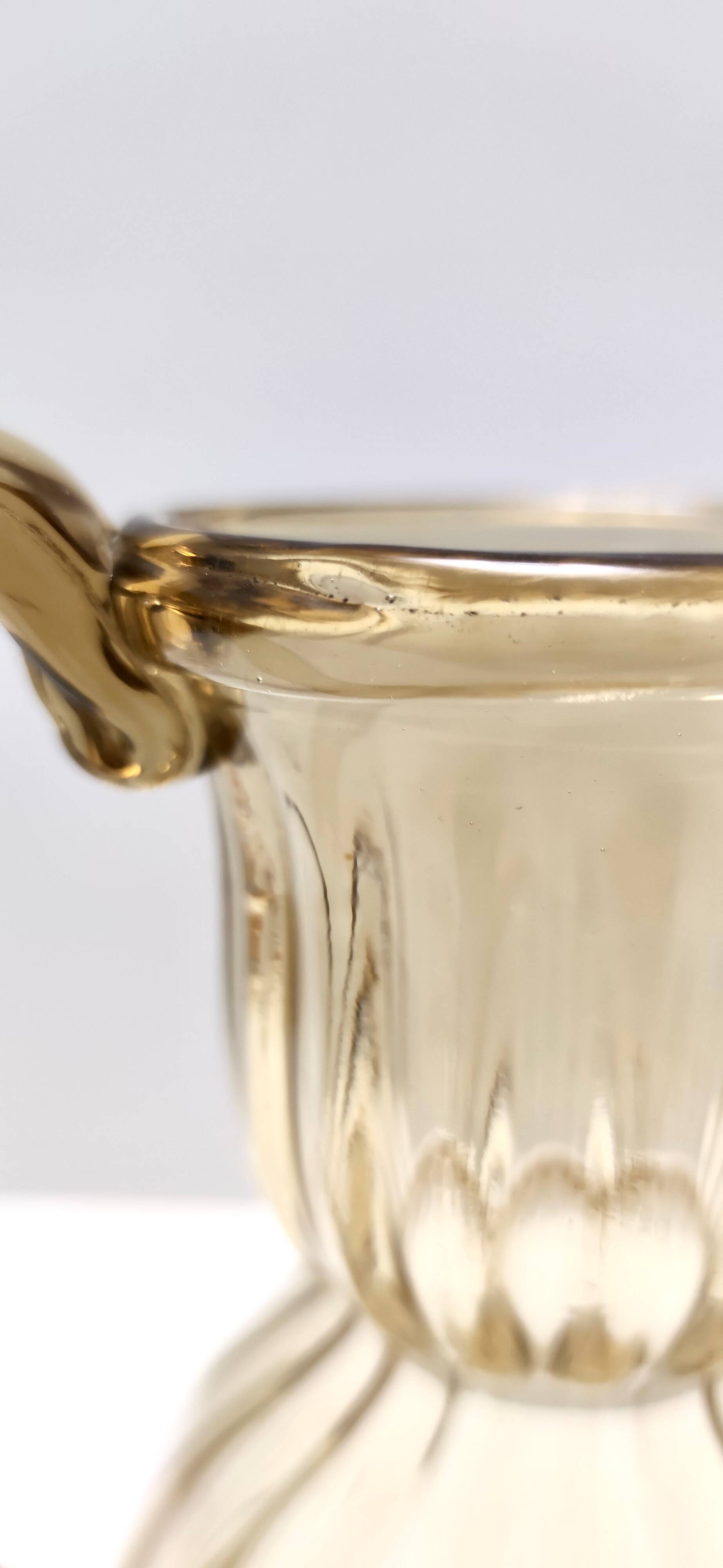 Straw-Colored Glass Pitcher Vase Ascribable to Vittorio Zecchin, Italy