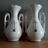 Pair of church vases, signed Dauphin rue de Sèvres