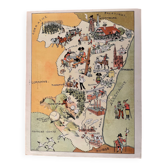 Vintage poster illustrated map of Alsace 1939 - JP Pinchon