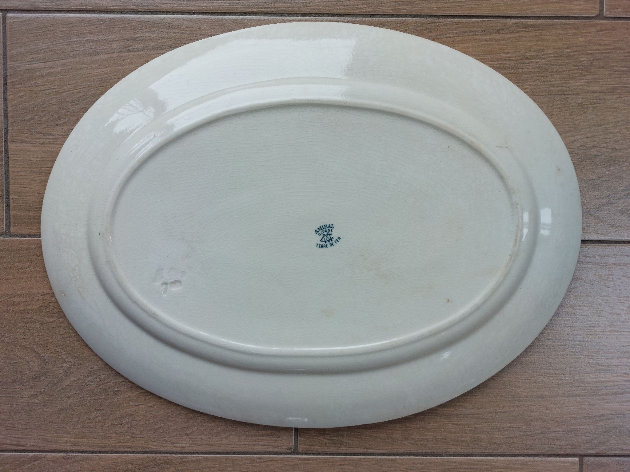 Large serving dish Terre de fer Creil Montereau