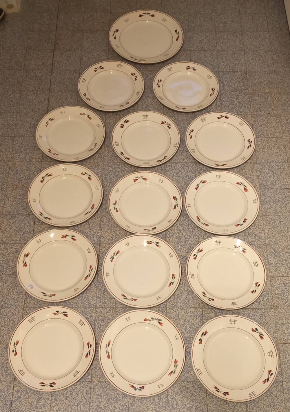 Service 14 plates 1 ceramic dish from St Amand