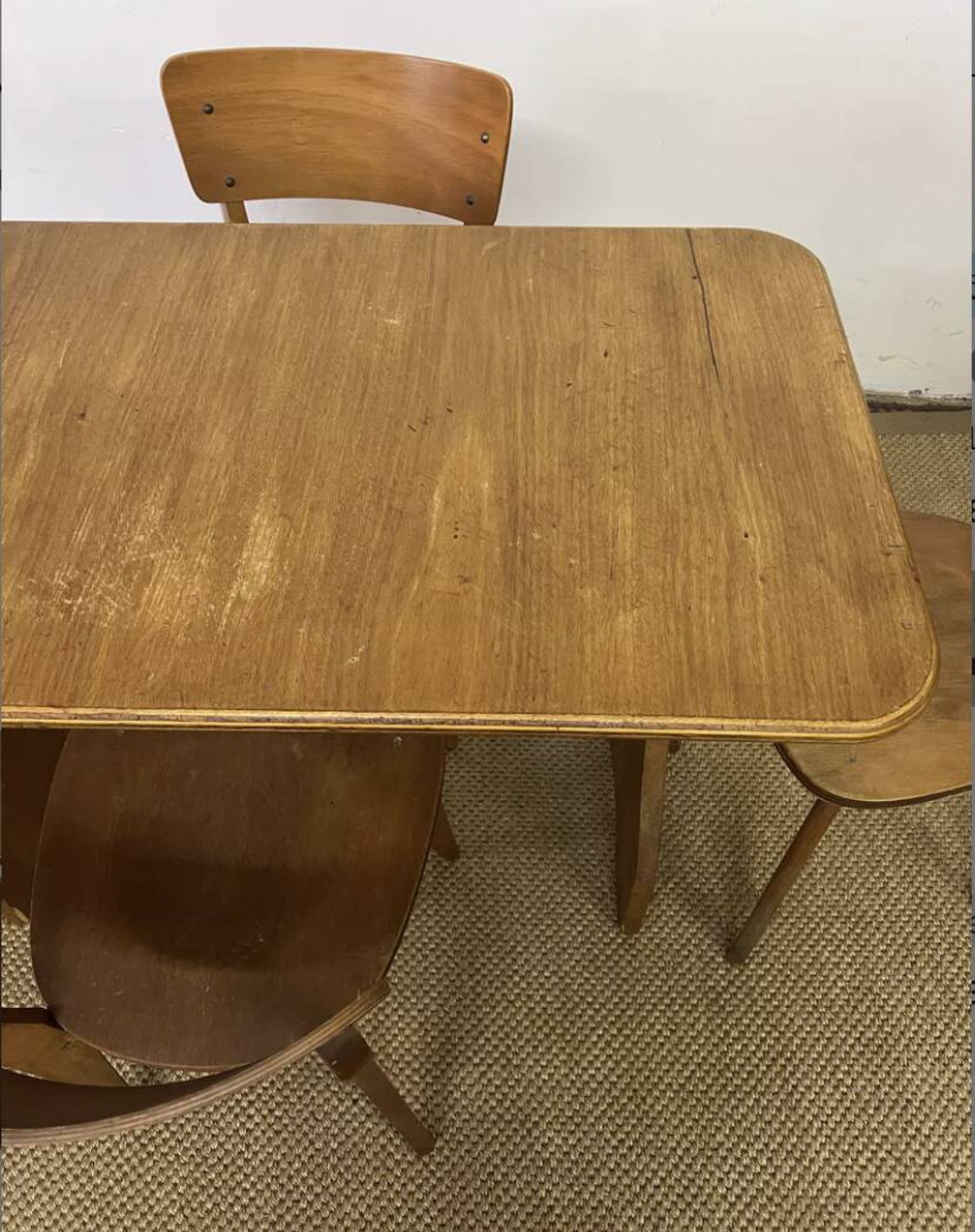 Vintage wooden table and 4 chairs set