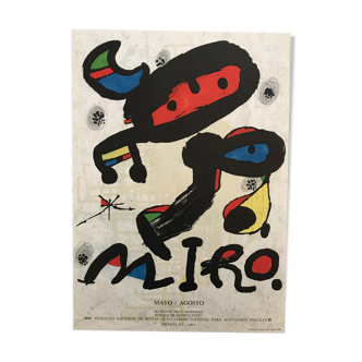 Affiche originale d'exposition de Joan Miro à Mexico, 1980