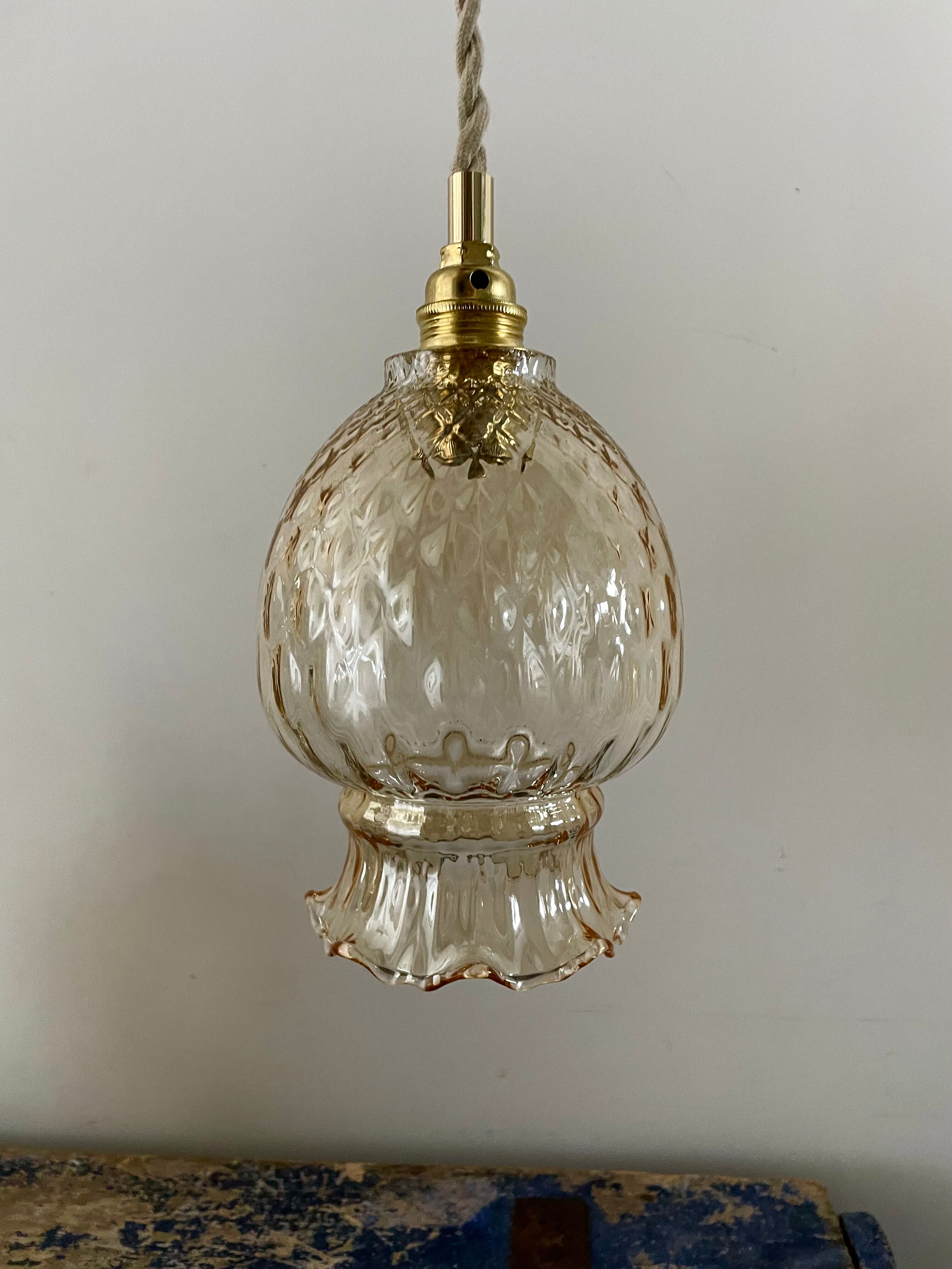 Set of two vintage golden glass handhelds
