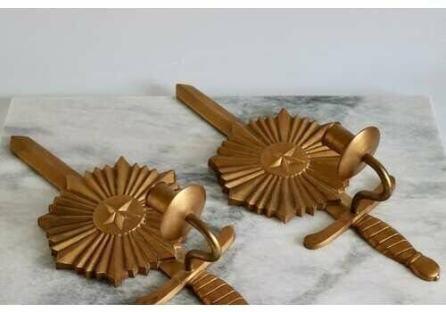 Vintage Bronze Wall Lights "North Star Knife"