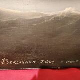 Grand tableau huile sur toile onirique signé Jean Guy Berlanger titre Vague