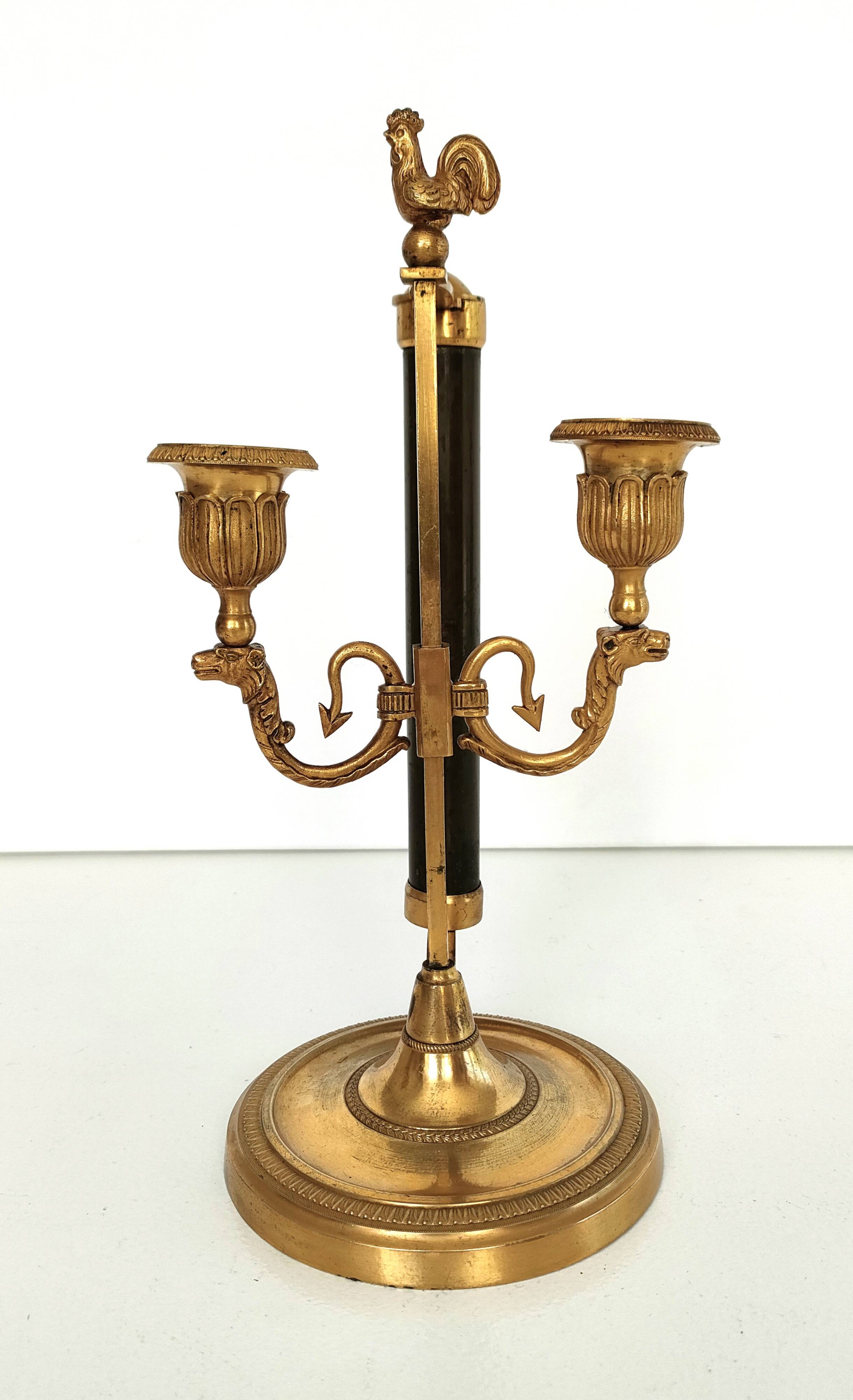 Chandelier with the Fan, the Griffins and the Rooster - Louis XVIII - Gilded brass