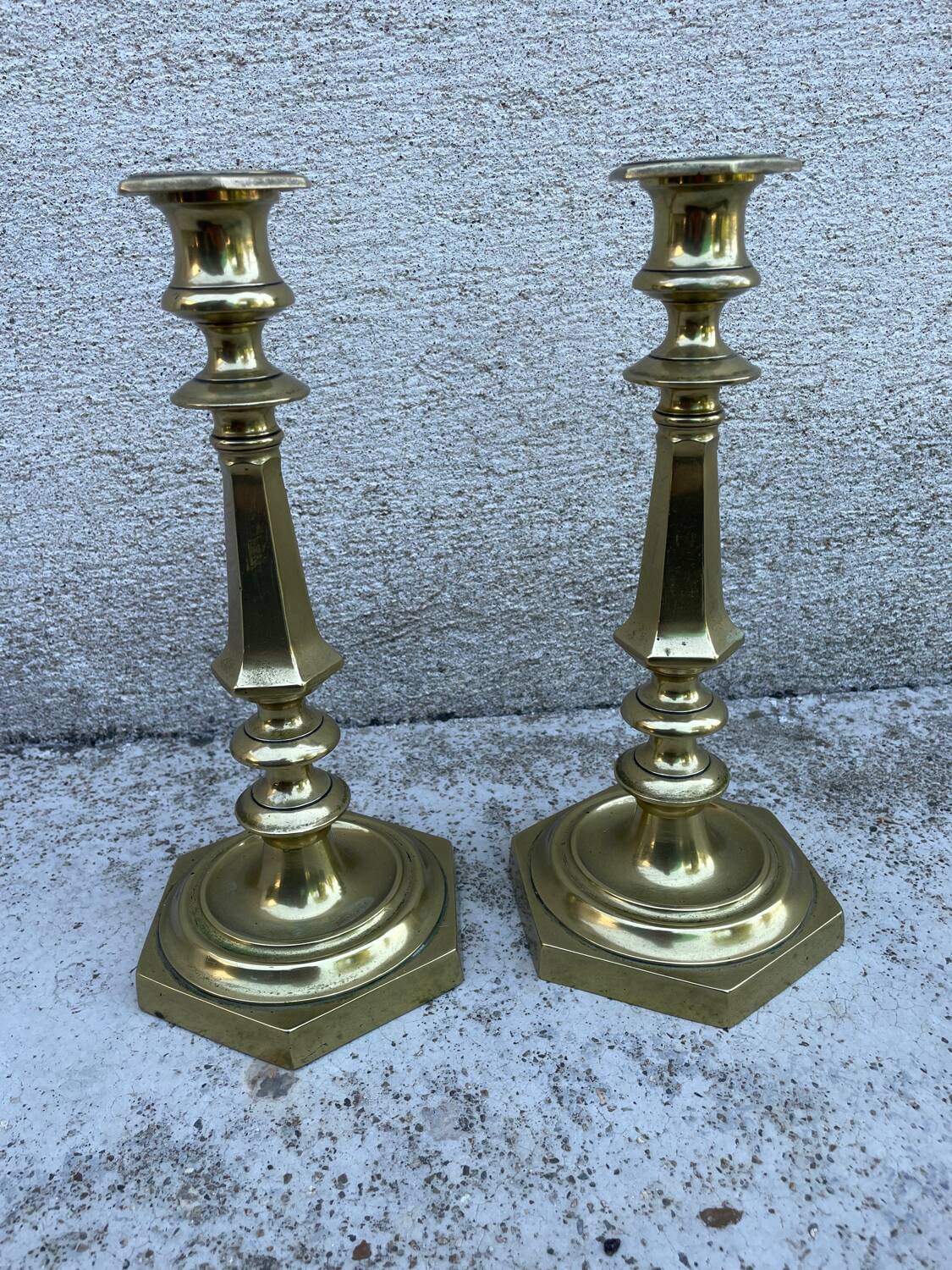 Pair of candlesticks, antique solid brass candlestick