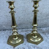 Paire de bougeoir, chandelier ancien laiton massif