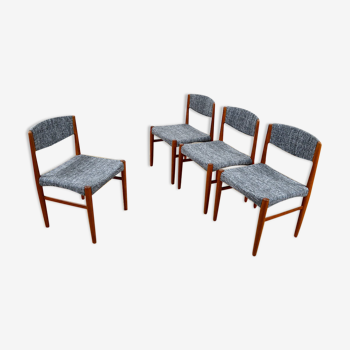 Suite de 4 chaises scandinaves vintage 1960 édition Glostrup