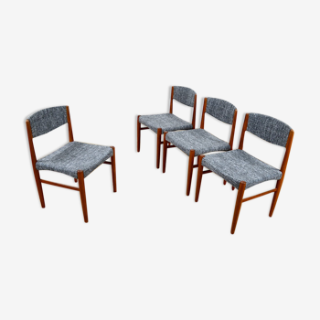 Suite of 4 scandinavian chairs vintage 1960 Glostrup edition