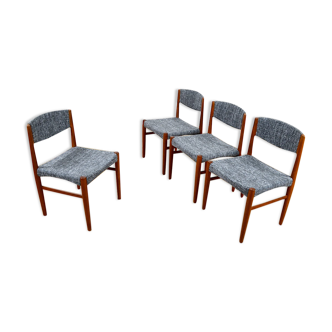 Suite of 4 scandinavian chairs vintage 1960 Glostrup edition