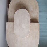 Oval coffee table in stone and marble