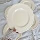 Set of 5 vintage earthenware flat plates stamped Longchamp beige color classic style
