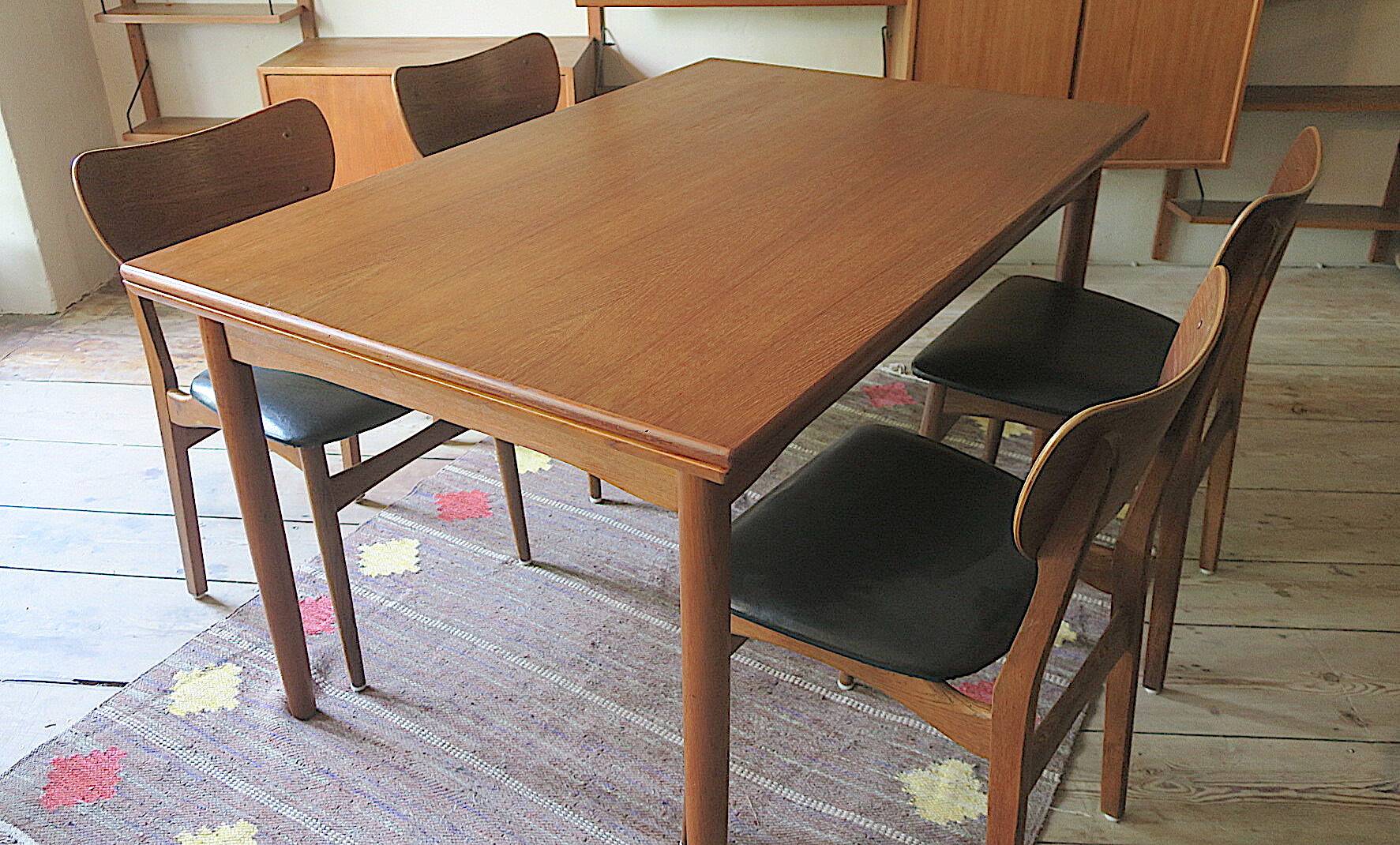 Large mid-century teak extendable dining table 244 x 90 cm, Denmark 1960s
