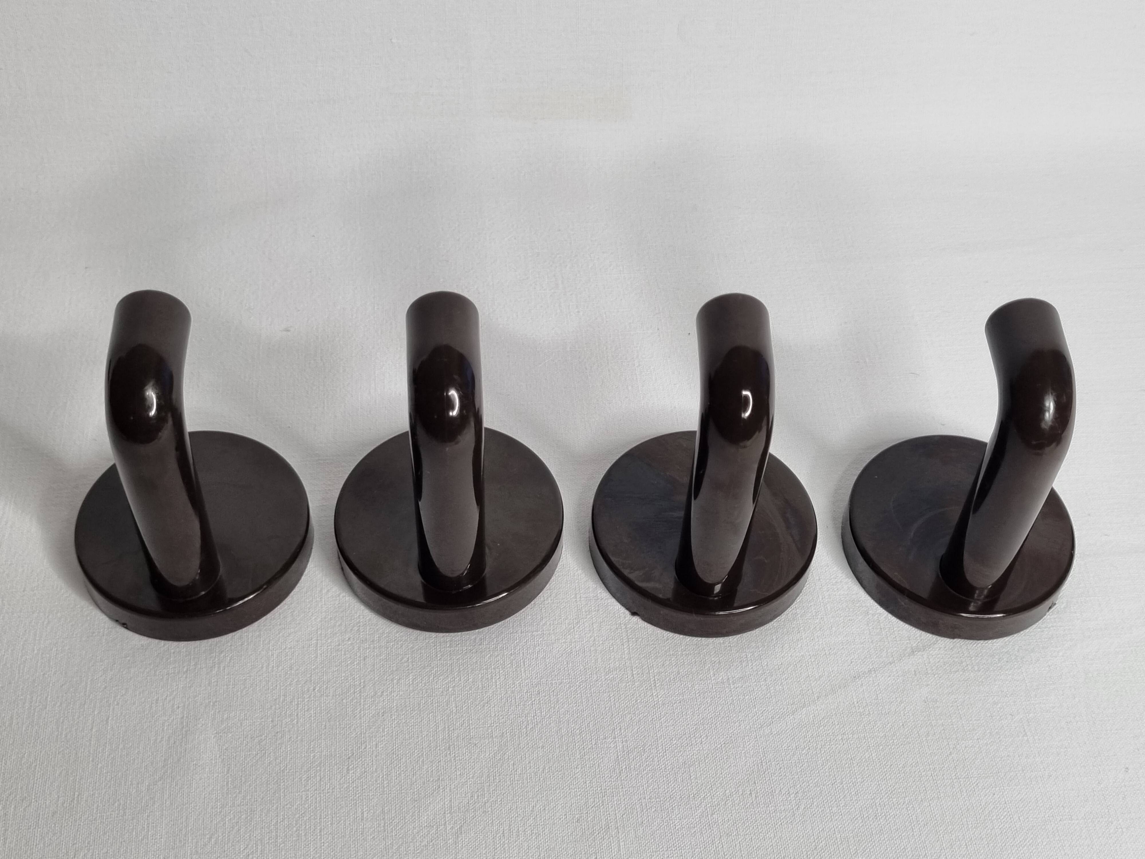 Set of 4 vintage 70s wall hooks, 10 cm