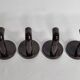 Set of 4 vintage 70s wall hooks, 10 cm