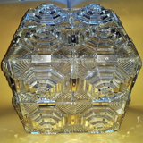 Kamenicky Senov glass cube pendant, Mid-Century modernist Glass Crystal Kinkeldey Chandelier