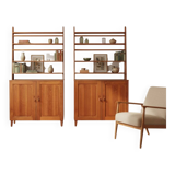 Pine libraries by Carl Malmsten with cabinets, pair, Sweden, 20th century